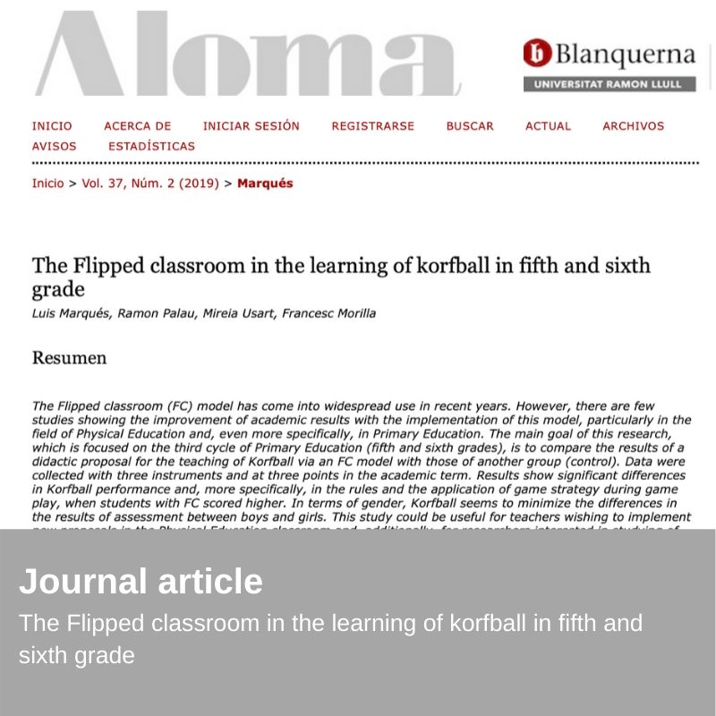 Nueva Publicación - The Flipped classroom in the learning of korfball in fifth and sixth grade